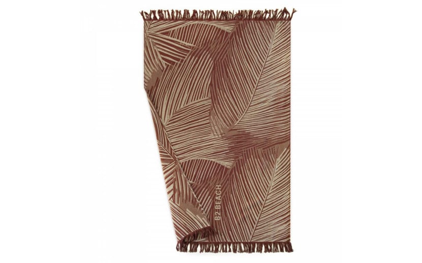 Ręcznik plażowy 100x160 Fouta Palms Red bordowy z frędzlami 220g/m2 Zwoltex 772294