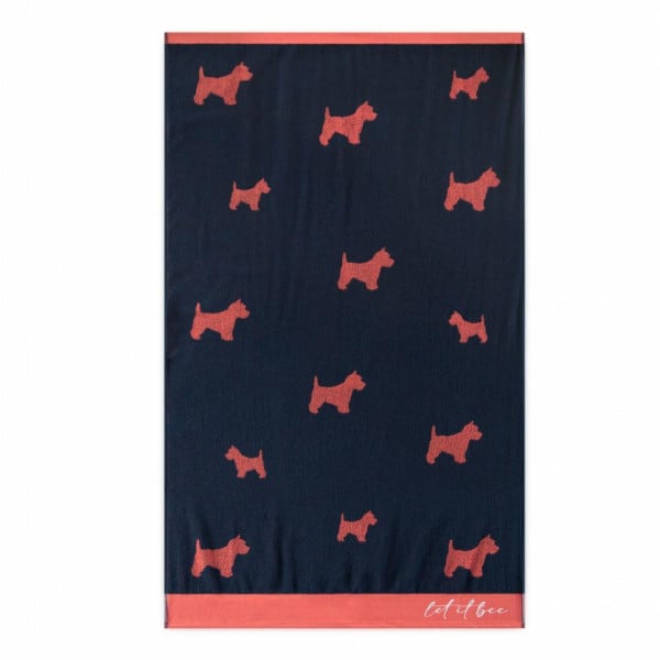 Ręcznik plażowy 100x160 Let it Bee Dogs granatowy czerwony 380g/m2 Zwoltex 770462