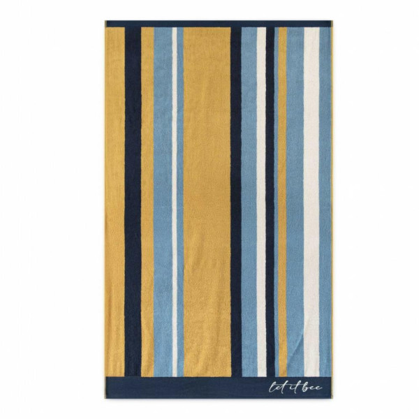 Ręcznik plażowy 100x160 Let it Bee Rainbow niebieski midowy 380g/m2 Zwoltex 770453