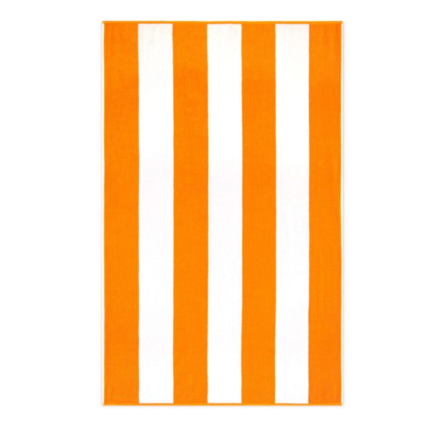 Ręcznik plażowy 100x160 Neon pomarańczowy biały pasy 380 g/m2 772267