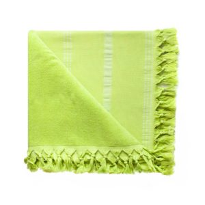 Ręcznik plażowy 90×170 Relax limonkowy z frędzlami w paski 380g/m2 1031644