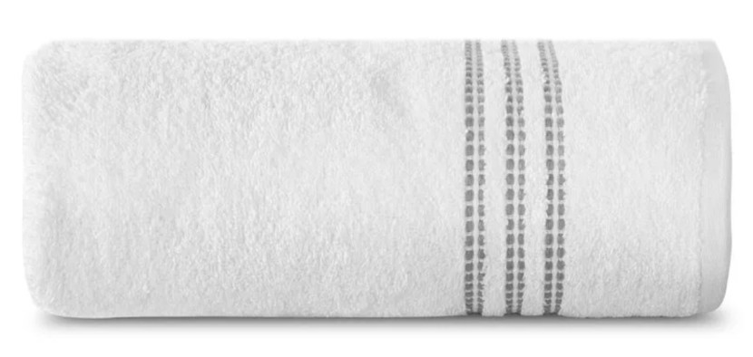 Ręcznik Seba 50x90 01 biały z ozdobną bordiurą w pasy 480 g/m2 988125