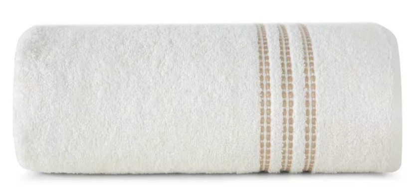Ręcznik Seba 50x90 02 kremowy z ozdobną bordiurą w pasy 480 g/m2 988109