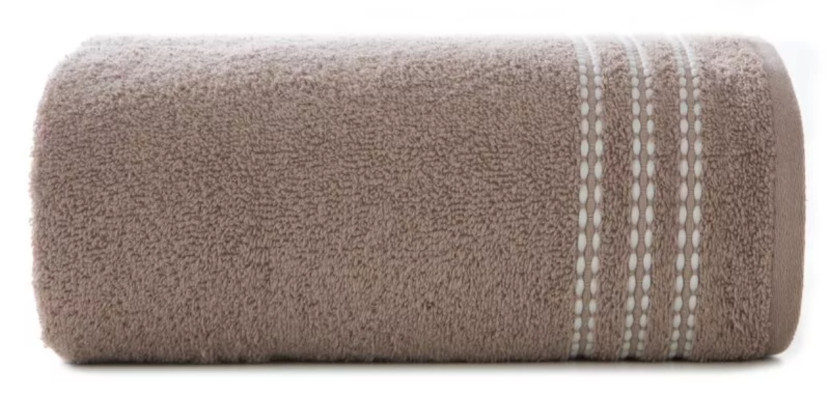 Ręcznik Seba 50x90 04 brązowy z ozdobną bordiurą w pasy 480 g/m2 988140