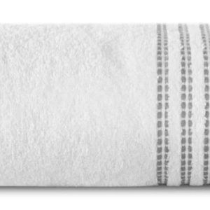 Ręcznik Seba 70×140 01 biały z ozdobną bordiurą w pasy 480 g/m2 988386