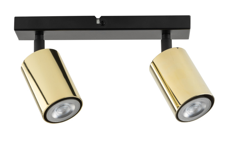 Reflektor sufitowy czarno-mosiężny Zoom 2xGU10x25W wym:16x25x6cm Sigma 865892