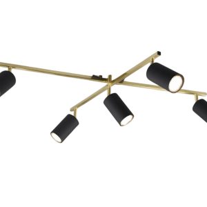 Reflektor sufitowy czarno-złoty MARLEY 5xGU10x35W wym:22×77,4×77,4cm Trio 866293 Reflektor sufitowy czarno-złoty MARLEY 5xGU10x35W wym:22×77,4×77,4cm Trio 866293