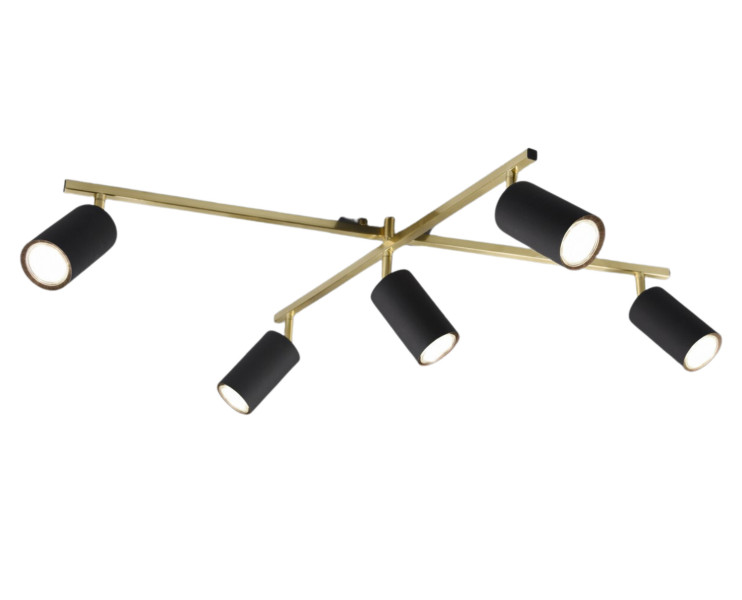 Reflektor sufitowy czarno-złoty MARLEY 5xGU10x35W wym:22x77,4x77,4cm Trio 866293
