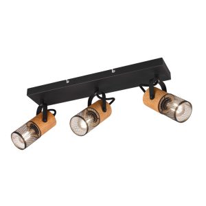 Reflektor sufitowy czarny-jasne drewno TOSH 3xE14x40W wym:19x44x9cm Trio 866020 Reflektor sufitowy czarny-jasne drewno TOSH 3xE14x40W wym:19x44x9cm Trio 866020