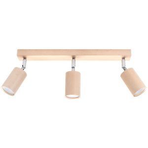 Reflektor sufitowy MONTAN jasne drewno-chromowany 3xGU10x40W Pure Lume 1037418 Reflektor sufitowy MONTAN jasne drewno-chromowany 3xGU10x40W Pure Lume 1037418