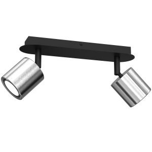 Reflektor sufitowy nikiel-czarny mat Demia 2xGU10x8W wym:15x37x17cm Luminex 865783 Reflektor sufitowy nikiel-czarny mat Demia 2xGU10x8W wym:15x37x17cm Luminex 865783