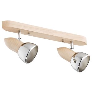 Reflektor sufitowy SPARK chromowane elementy jasne drewno 2xE27x15W Alfa 1037389 Reflektor sufitowy SPARK chromowane elementy jasne drewno 2xE27x15W Alfa 1037389