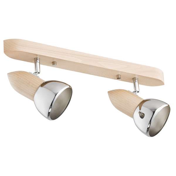 Reflektor sufitowy SPARK chromowane elementy jasne drewno 2xE27x15W Alfa 1037389