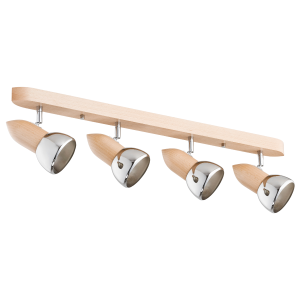 Reflektor sufitowy SPARK chromowane elementy jasne drewno 4xE27x15W Alfa 1037402 Reflektor sufitowy SPARK chromowane elementy jasne drewno 4xE27x15W Alfa 1037402