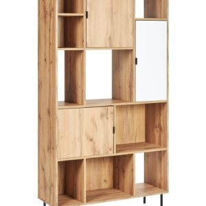 Regał 11 półek jasne drewno z białym 567138 Regał 11 półek jasne drewno z białym 567138