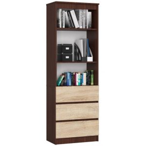 Regał, 3 szuflady, półki, ARLO, 60x35x180, wenge, sonoma, mat | TYLETEGOTU 834166 Regał, 3 szuflady, półki, ARLO, 60x35x180, wenge, sonoma, mat | TYLETEGOTU 834166