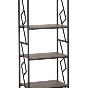 Regał 4 półki ciemne drewno industrialny 70365 Regał 4 półki ciemne drewno industrialny 70365