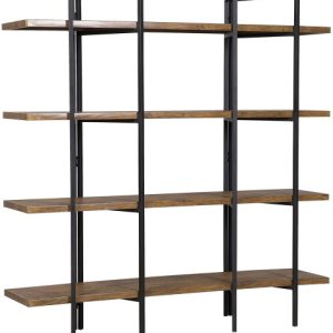 Regał 4 półki metalowa rama ciemne drewno 70360 Regał 4 półki metalowa rama ciemne drewno 70360