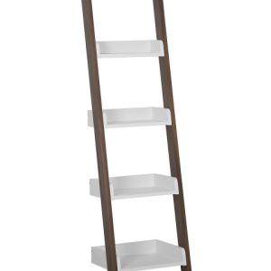 Regał 5 półek 166×45 cm biel ciemne drewno 70752
