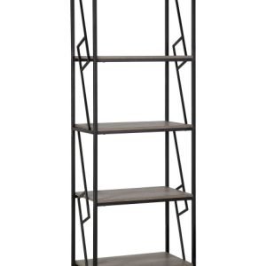 Regał 5 półek ciemne drewno industrialny 70370