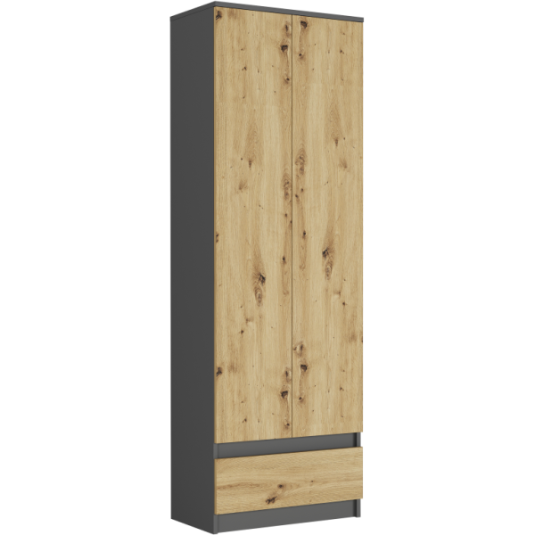 Regał 60 cm szafa 2 drzwi 1 szuflada FRAMIRE B-4 antracyt mix artisan 827167