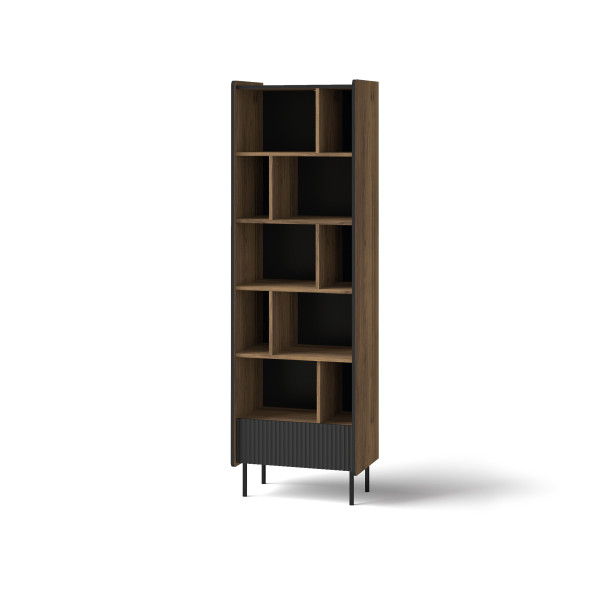 Regał 60cm z szufladą ryflowany PRESTIGO / Orzech 355672