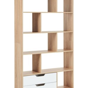 Regał 9 półek jasne drewno z białym 567139 Regał 9 półek jasne drewno z białym 567139
