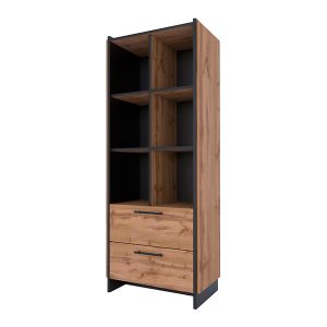 Regał Amino 70 cm z 2 szufladami dąb wotan/czarny 260486 Regał Amino 70 cm z 2 szufladami dąb wotan/czarny 260486