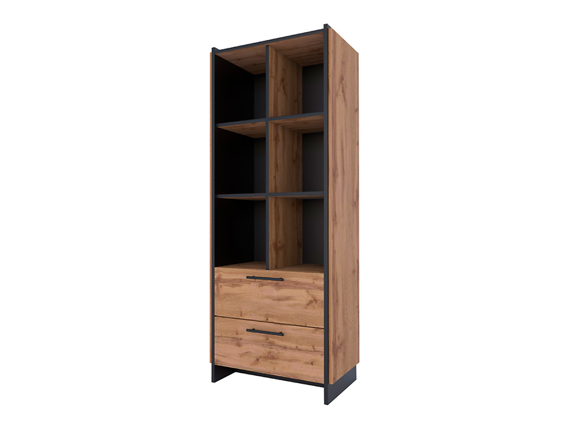 Regał Amino 70 cm z 2 szufladami dąb wotan/czarny 260486