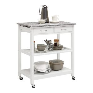 Regał Babette 78 cm mobilny z 2 szufladami biały/granit 728784 Regał Babette 78 cm mobilny z 2 szufladami biały/granit 728784