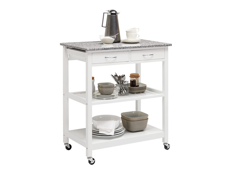 Regał Babette 78 cm mobilny z 2 szufladami biały/granit 728784