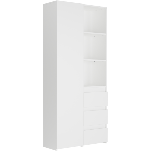 Regał biurowy 80 cm 1 drzwi 3 szuflady FRAMIRE B-80-S3 biały 838277
