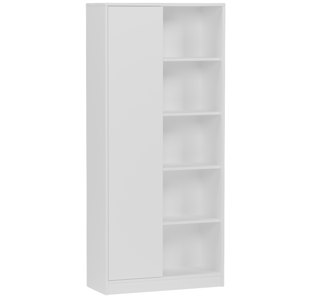 Regał biurowy 80 cm szafa 1 drzwi 5 półek FRAMIRE B-5 biały 836622
