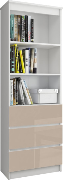 Regał Biurowy R 60 Cm Clp 3 Szuflady 2 Półki Biały / Cappuccino Połysk 710398