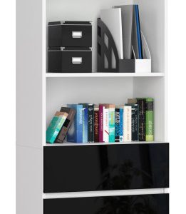 Regał Biurowy R 60 Cm Clp 3 Szuflady 2 Półki Biały / Czarny Połysk 710410 Regał Biurowy R 60 Cm Clp 3 Szuflady 2 Półki Biały / Czarny Połysk 710410