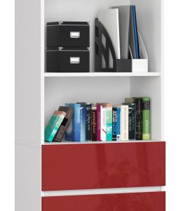 Regał Biurowy R 60 Cm Clp 3 Szuflady 2 Półki Biały / Czerwony Połysk 710395 Regał Biurowy R 60 Cm Clp 3 Szuflady 2 Półki Biały / Czerwony Połysk 710395