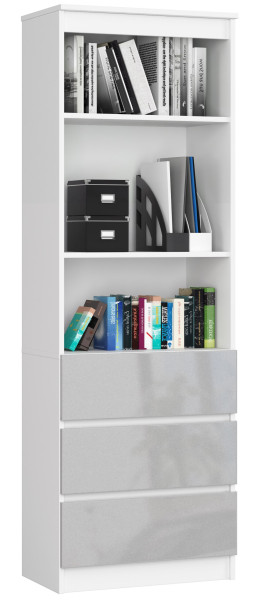 Regał Biurowy R 60 Cm Clp 3 Szuflady 2 Półki Biały / Metalik Połysk 710409