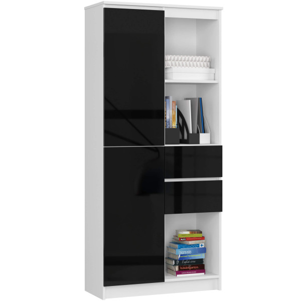 Regał Biurowy R 80 Cm Clp R15 Pk Biały / Czarny Połysk 710401