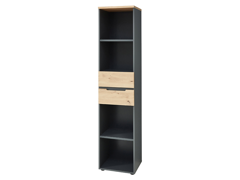 Regał Brego 45 cm z 2 szufladami i 2 półkami antracyt/dąb artisan 985137