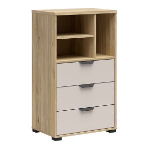 Regał Chuck 60 cm z 3 szufladami i półkami dąb mauvella/kaszmir 1071943