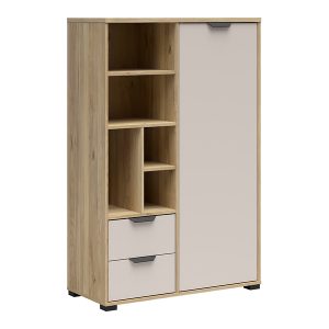 Regał Chuck 90 cm z drzwiami i 2 szufladami dąb mauvella/kaszmir 1071942