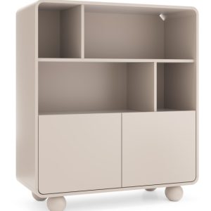 Regał częściowo otwarty ALBI w kolorze kaszmirowym na okrągłych nóżkach 754650