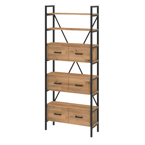 Regał dębowy Medium-Cabinet 245x120x30 cm LOFT z drzwiczkami K1-3 518196
