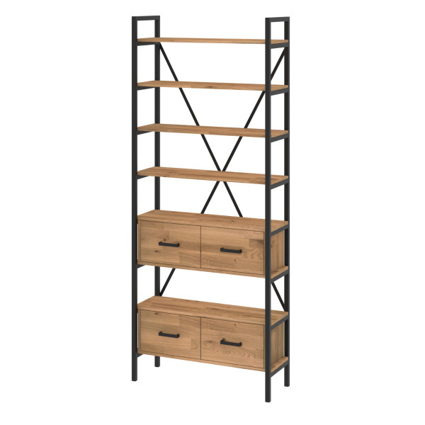 Regał dębowy Medium-Cabinet 245x80x30 cm LOFT z drzwiczkami K1-2 518189