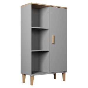 Regał Denver 80 cm z drzwiami i 3 półkami szary chinchilla 102353