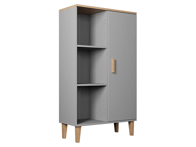Regał Denver 80 cm z drzwiami i 3 półkami szary chinchilla 102353