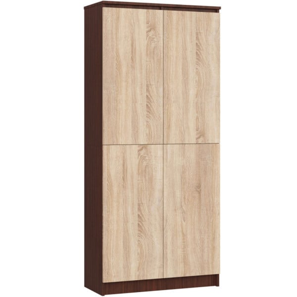 Regał do biura, zamykany, ZORIN, 80x35x180, wenge, sonoma | TYLETEGOTU 986079