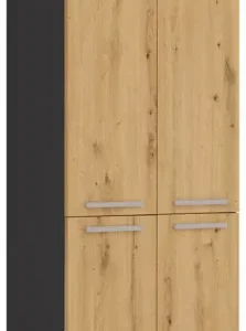Regał do łazienki z koszem antracyt + dąb artisan – Orlo 692687 Regał do łazienki z koszem antracyt + dąb artisan – Orlo 692687