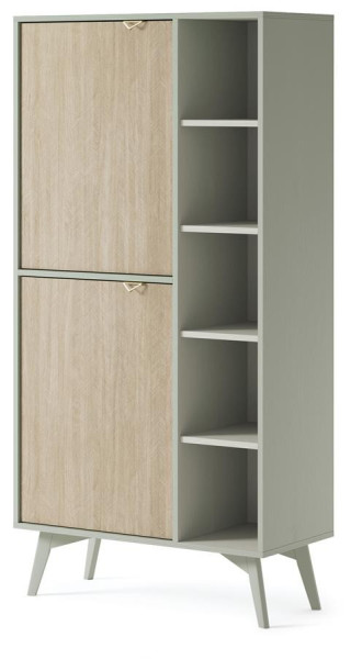 Regał do salonu 2D FIRR / eukaliptus + jodełka skandi 328785