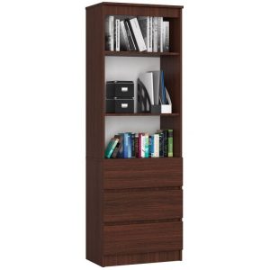 Regał do salonu, 3 szuflady, półki, ARLO, 60x35x180 cm, wenge | TYLETEGOTU 989023
